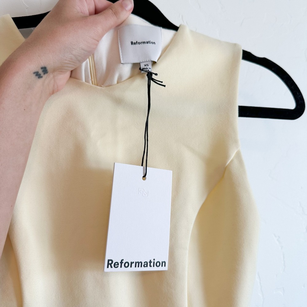 Reformation | NWT‎ Ava Heavy Lined Knit Mini Dress in Lemon Yellow Size XS - Picture 7 of 10